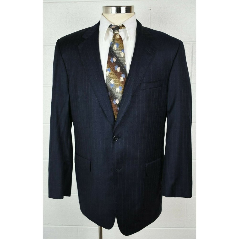 Mens Jos A Bank Signature Gold Sport Coat Jacket Pinstripe Wool 42L